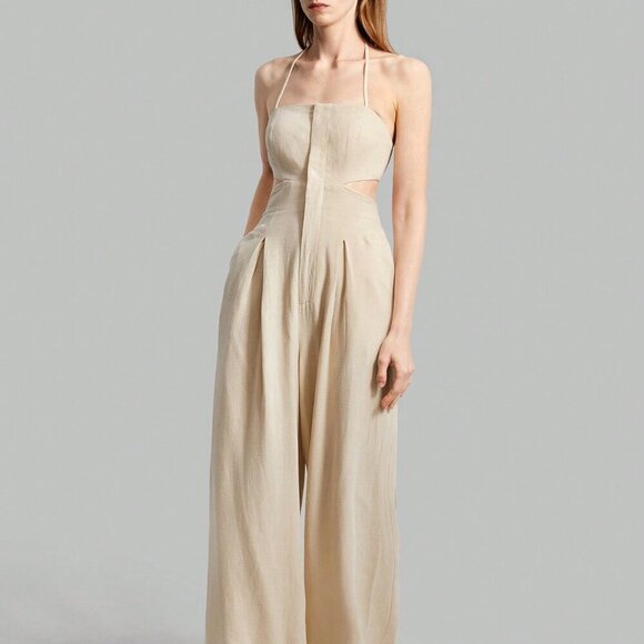 Khaki Sexy Women's Backless Strap Halter Jumpsuit - Picture 8 of 8